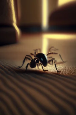 portrait of ant on hotel floor carpet "shining", trending art, 8k, depth of field, volumetric fog