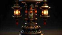 2D front, ancient china stylized assets, lamp