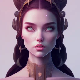 Portrait of wiched with horns " enchantress Morgan" with and mid-12th century elegant apparel.extremely detailed face,black clear Big eyes,perfectly centered image,intricate detail.korra character face style.and Kilian Eng art color