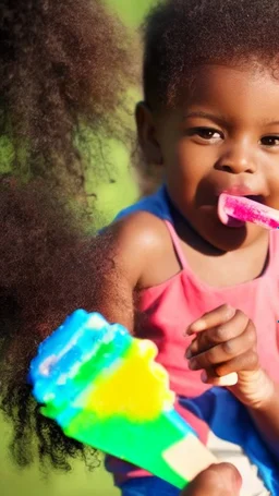 Black child enjoying popsicle