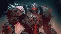 Machine knight, mechanical knight, gears, blood, Horror