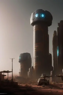 Beautiful portrait of african post-apocalypse robots in a cyberpunk city, sci-fi fantasy style, 8k,dark