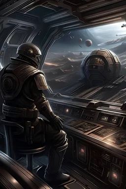 imperium captain watching a planet being Exterminatus by imperial ship, viewing deck inside imperial cruiser,