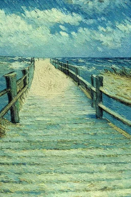 Coastal beach boardwalk by Van Gogh