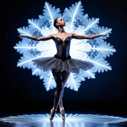 a recursive 3d fractal mocap graphic balerina in stage