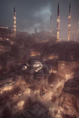 Istanbul, steampunk, apocalypse, bokeh, hyper realistic