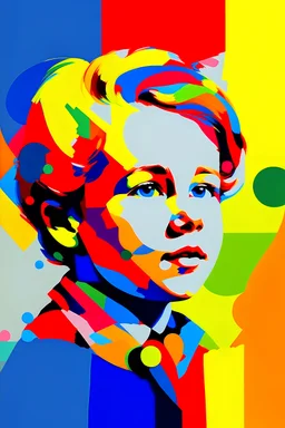 Portrait of a child in Kandinsky style mixed pop art