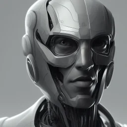 desaturated portrait of a man robot facing camera 3d rendering