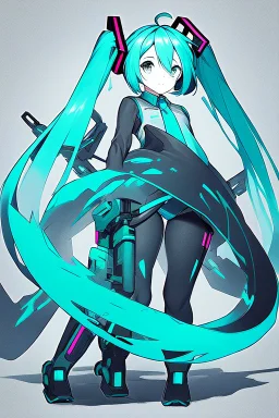 catgirl hatsune miku with big weapons