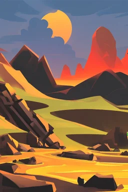 an simple inferno landscape with rocks