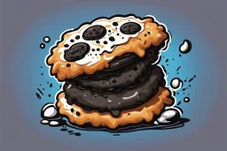 battered deep fried oreo, clean vector style, bold outline