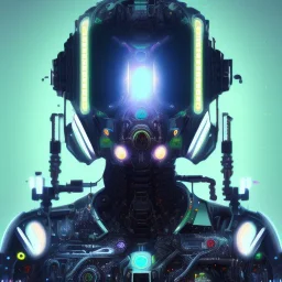 A beautiful portrait of a cyborg crow wite neon color scheme, high key lighting, volumetric light high details psychedelic background