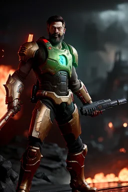 1boy, A new Doom Eternal monster, Male, Wielding a Gun, Splash Art, Riot Games Entertainment, boka, 8k