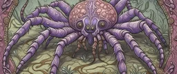 A light purple undead elemental tarantula designed in German folk art painted by Edward Hicks