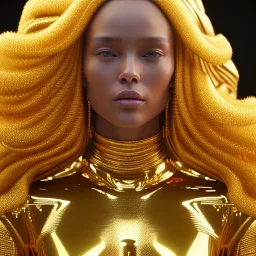 beautiful cosmic golden woman, long hair, nice smiling, magic glamour make up, delicate colors, beautiful glamour galactic golden dress, ultra sharp focus, 8k, unreal engine 5, extremely sharp detail, light effect, soft light atmosphere of a spaceship, smooth, full of details, face in front, complete vision of body