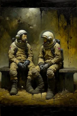 Cause you and I will be like a couple of cosmonauts Except with way more gravity than when we started off" minimalisric surreal space composition Modifiers: oil on canvas surreal Mixed Media mysterious Impressionism heavy brushstrokes Jamie Heiden Gayane Khachaturian arbitrary colour alteration dmt puff mild exorcism Squeak Carnwath Bif Inc.™