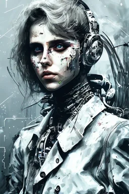 Danish singer MØ face,Abstract Yoji Shinkawa,cyberpunk,