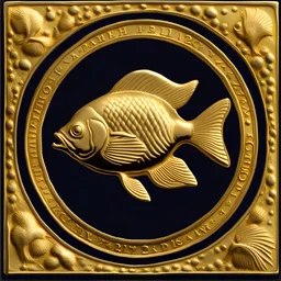 золотая монета с рельефом в виде рыбы