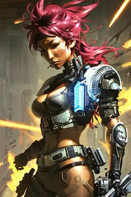 Tori Amos as a cyber punk mercenary girl , huge girl painting by Yoji Shinkawa and Katsushika Hokusai, highly detailed facial features, finely drawn and inked, 4k,