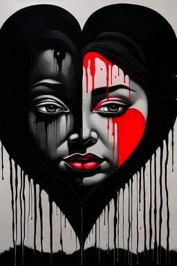 Black heart and face and blood and oil paints by Hans Richter