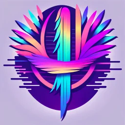 psychedelic quill logo with minimalistic design, by #insert inspiring brand or artist, 99designs contest winner, retro colors, [shape style] shapes, glitchy effects, vaporwave style, 8-bit graphics, pixelated animation, #insert background color background