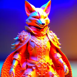 Anthropomorphic fox cream orange in ninja suit intricate hyper-detailed 8k