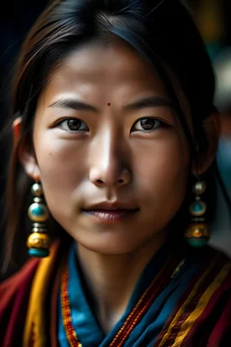 viso bellissimo di donna tibetana