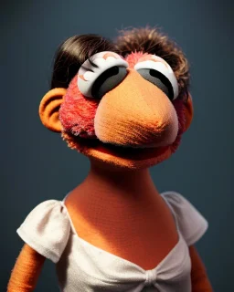 muppet head with real body waitress woman, real photo, concept art, retro style, smooth, unreal engine 5, god lights, ray tracing, RTX, lumen lighting, ultra detail, volumetric lighting, 3d.