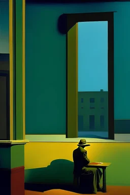 Solitude of modern life with edward hopper technique