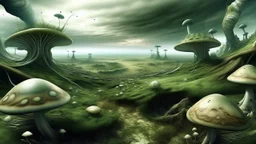 haunting extraterrestrial landscape, Worm's-eye perspective, Nature scene