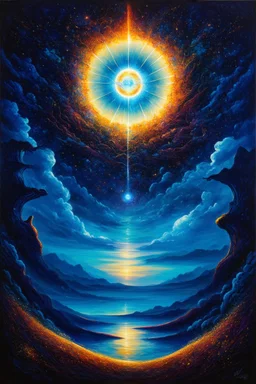 Art that bends darkness and light together into depth, into music, into time; surreal celestial landscape