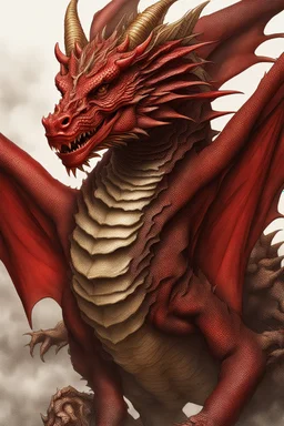 Ultra realistic photograph of red dragon's head