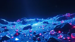 realistic photo of a landscape covered in diamonds that looks futuristic with futuristic lighting