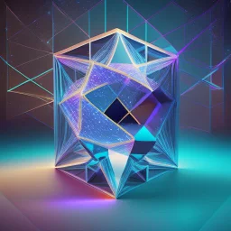 3d holographic geometric shape isolated on space infinit background