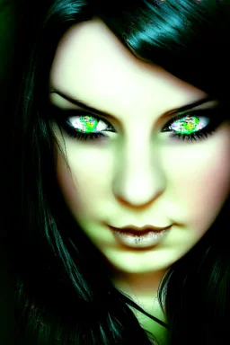 beautiful fantasy green eyes black endless hair logo