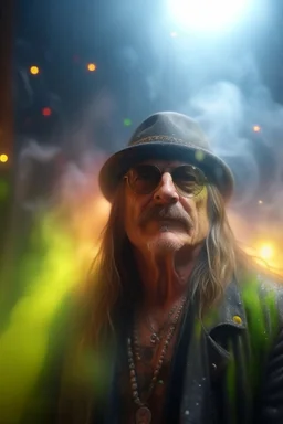 hyper real oil painting portrait of psychedelic kid rock showering himself inside a smoke cloud in slimy bubbles and gelatinous background, zeiss prime lens, bokeh like f/0.8, tilt-shift lens 8k, high detail, smooth render, down-light, unreal engine, prize winning