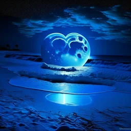 electric heart blue moon on the beach