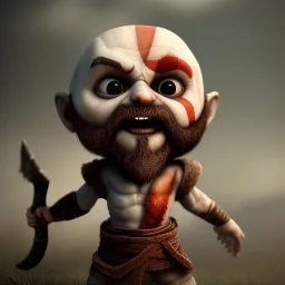 Cute baby video game god of war krotos, holding axe, mytology, 8k resulation, cinematic, cinema4d, hyper detailed, cinamtic lighting, octane render, unreal engine 5, realistic