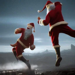 great battle santas fighting against elves