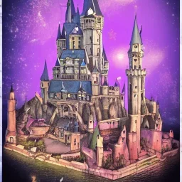 A magical canal city of wizards, witches and warlocks with a castle Andy Catling style