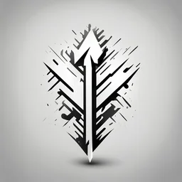 post-apocalyptic abstract arrows pointing up and representing gaining strength vector icon in white color over the back background, stylized