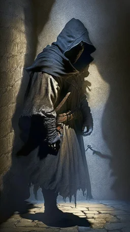 thief covered in shadows medieval