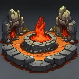 fantasy cartoon hellscape arena stone