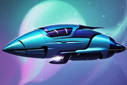 cool design of a small spaceship cruising through the gAlaxy