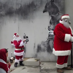 santa recording movie, banksy