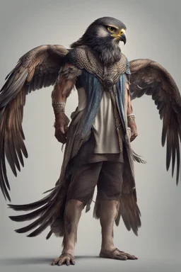 human that has falcons head and wings