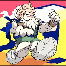 Male Fantasy RPG character, chaabi kawaii Mario proportions, lord of the rings inspiration, Vandyke beard, with a long ribbon held out in front as he runs from behind a large rock at an angle, isometric game