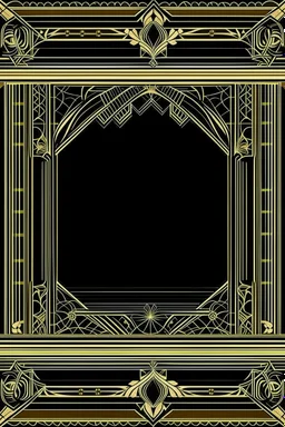 gold art deco delicately designed border on a black background