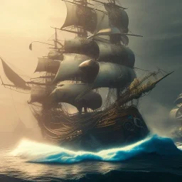 Pirate ship, cinematic,cinematic lighting, 8k, resolution concept art, dynamic lighting, hyperdetailed intricately detailed, octane render,unreal engine, centered.