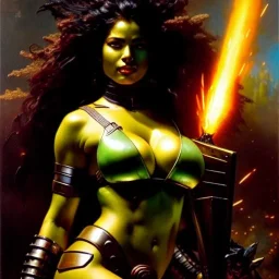 portrait ' Sexy Extra busty She-Hulk naked ',ancient metal armor and Helmet ,painting by gaston bussiere, greg rutkowski, yoji shinkawa, yoshitaka amano, tsutomu nihei, donato giancola, tim hildebrandt, oil on canvas, cinematic composition, extreme detail,fit full head inside picture,32k